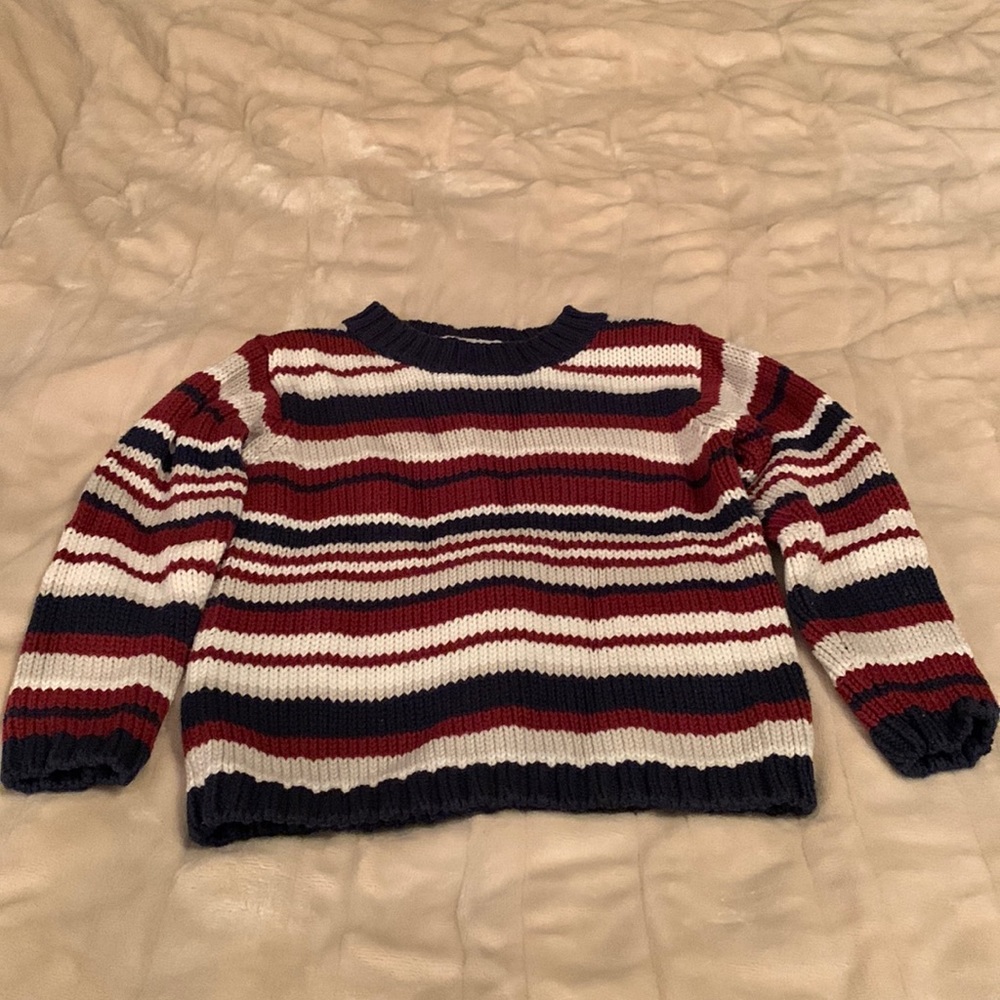 Covington stripe sweater size 4T Navy burgundy, cream and, white